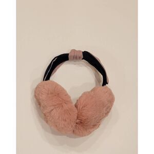 Winter Ear Muffs Faux Fur Warm Foldable Fleece Pink Twist Knot